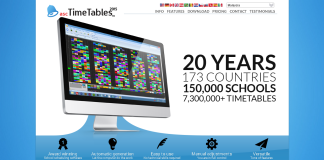 Perisian Jadual Waktu asc TimeTables software screenshot; 20 years, 173 countries, 150,000 schools, 7,300,000+ timetables. Perisian Jadual Waktu.