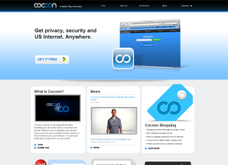 Buang Sekatan Internet Cocoon software interface showing features for secure and private internet access. Buang Sekatan Internet.