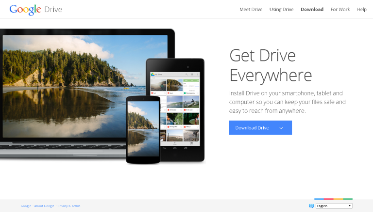 Laptop, tablet, and phone displaying Google Drive interface. Store media in the cloud with Google Drive.