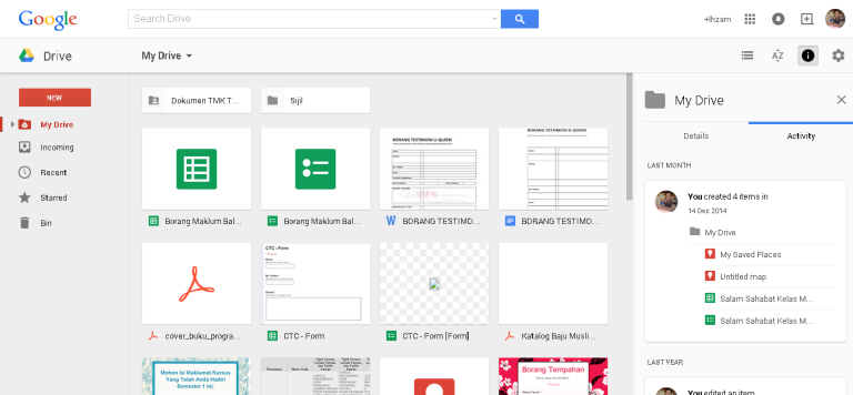 Google Drive interface showing files and folders, illustrating cloud storage for media.