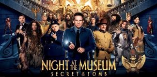 Lawat Muzium Secara Maya Night at the Museum: Secret of the Tomb movie poster featuring Ben Stiller and the cast.
