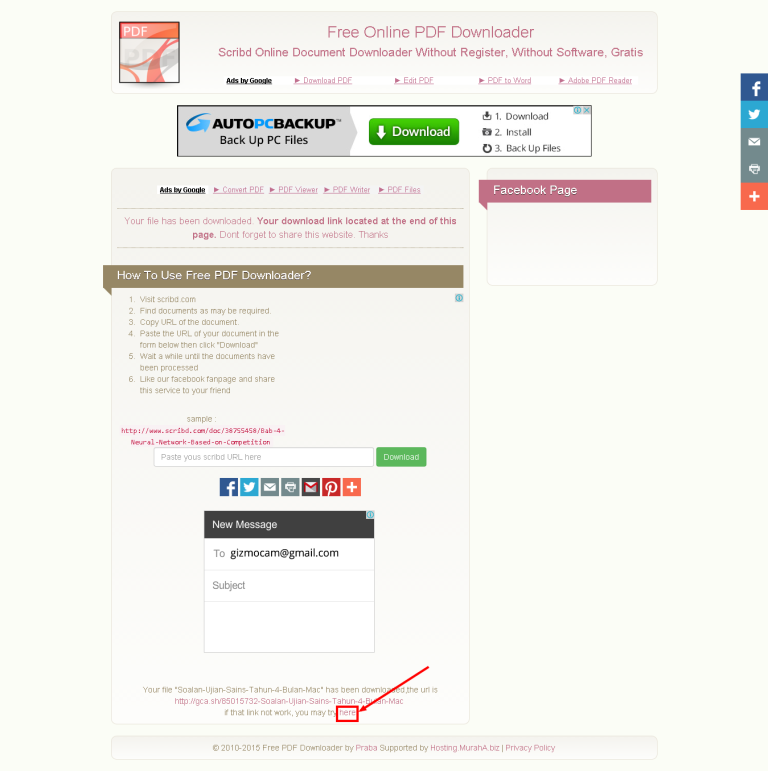 Screenshot showing how to download questions or tests from Scribd.