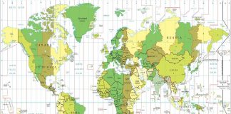 Navigasi Peta Malaysia World time zones map showing Coordinated Universal Time (UTC).
