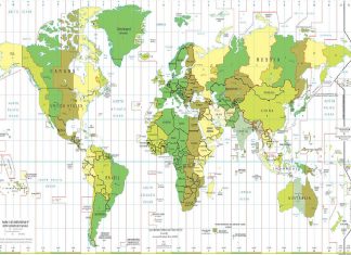 Navigasi Peta Malaysia World time zones map showing Coordinated Universal Time (UTC).