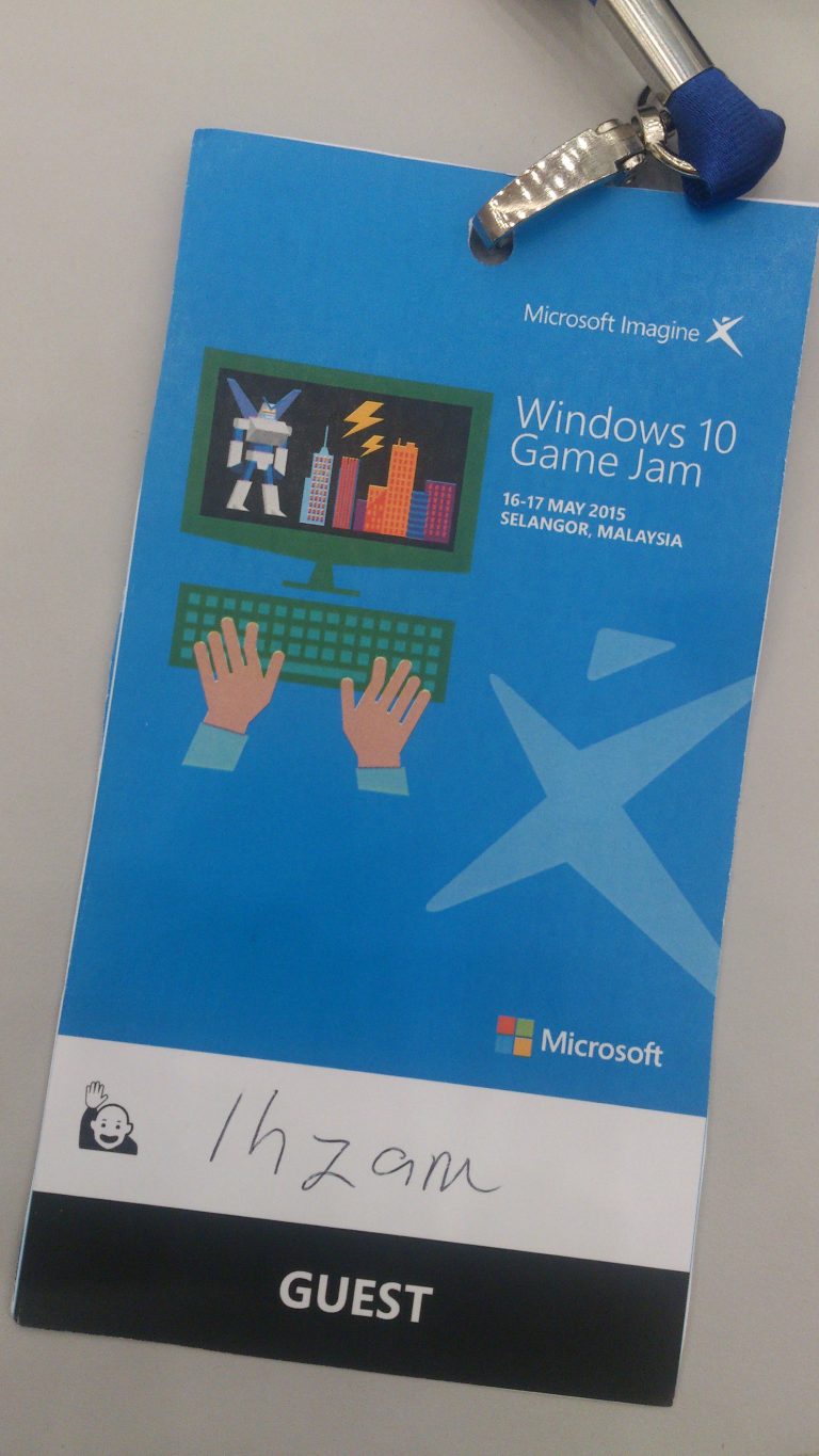 Windows 10 Game Jam guest badge, Selangor, Malaysia, May 2015.