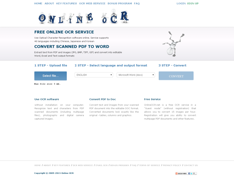 Convert scanned PDF to Word document using OnlineOCR