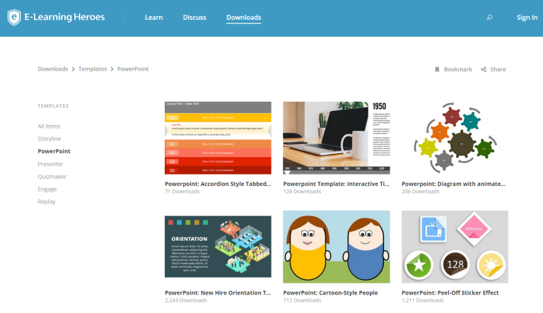 Collection of free PowerPoint templates. Includes various designs.