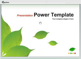 Himpunan Template Power Point Percuma Free PowerPoint template with green leaves design. Presentation Power Template