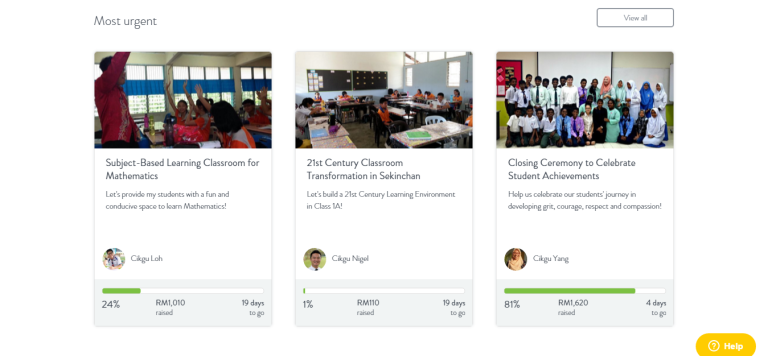 Three school fundraising projects seeking financial solutions for education.