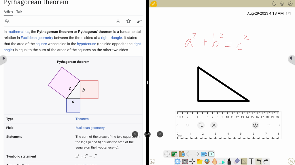 Diagram illustrating the Pythagorean theorem: a² + b² = c²