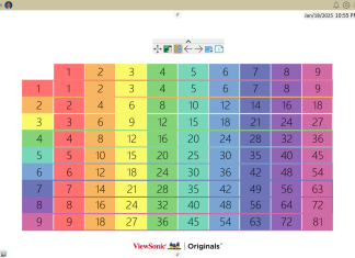 Aplikasi myViewBoard Membantu PdP Guru Colorful multiplication chart using the myViewBoard app.