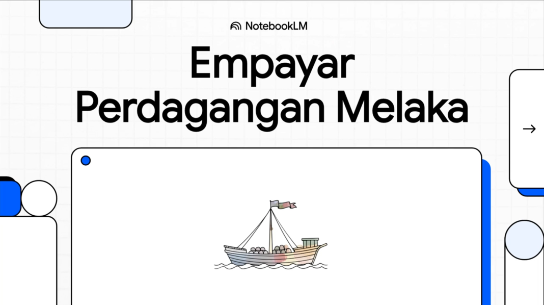 NotebookLM Kini Sokong Video Overview dalam Bahasa Melayu Ilustrasi kapal dagang Melaka, NotebookLM
