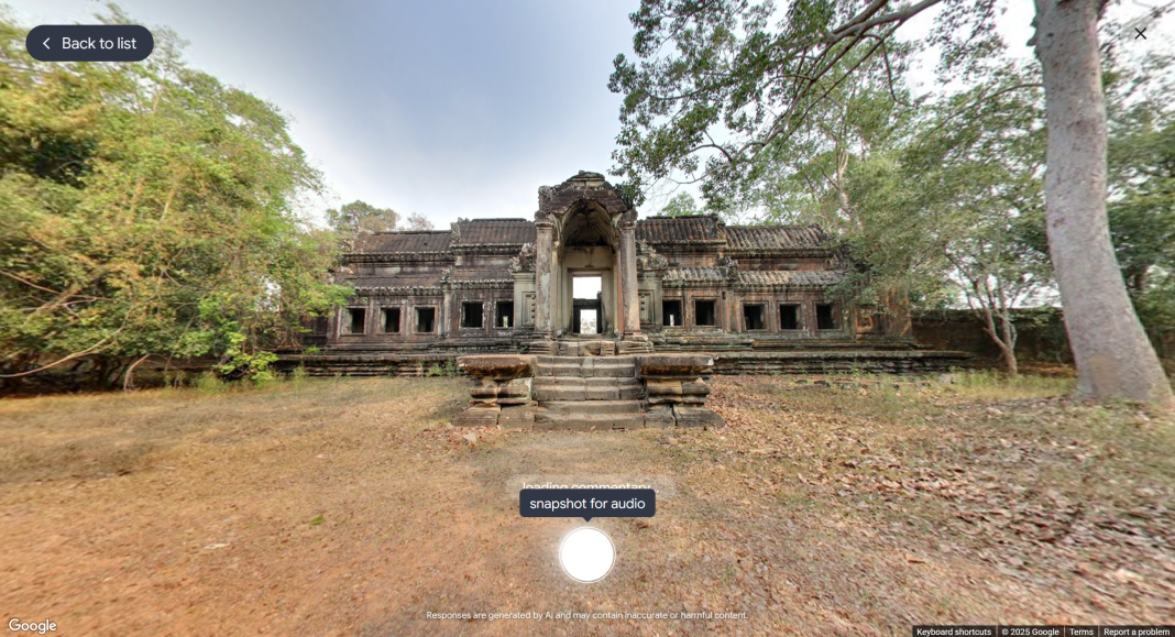 Talking Tour by Google: Alat Bantu Mengajar AI untuk Membawa Murid ke Lapangan Ruins of a stone temple in Angkor, Cambodia. Google Street View 360° panorama.