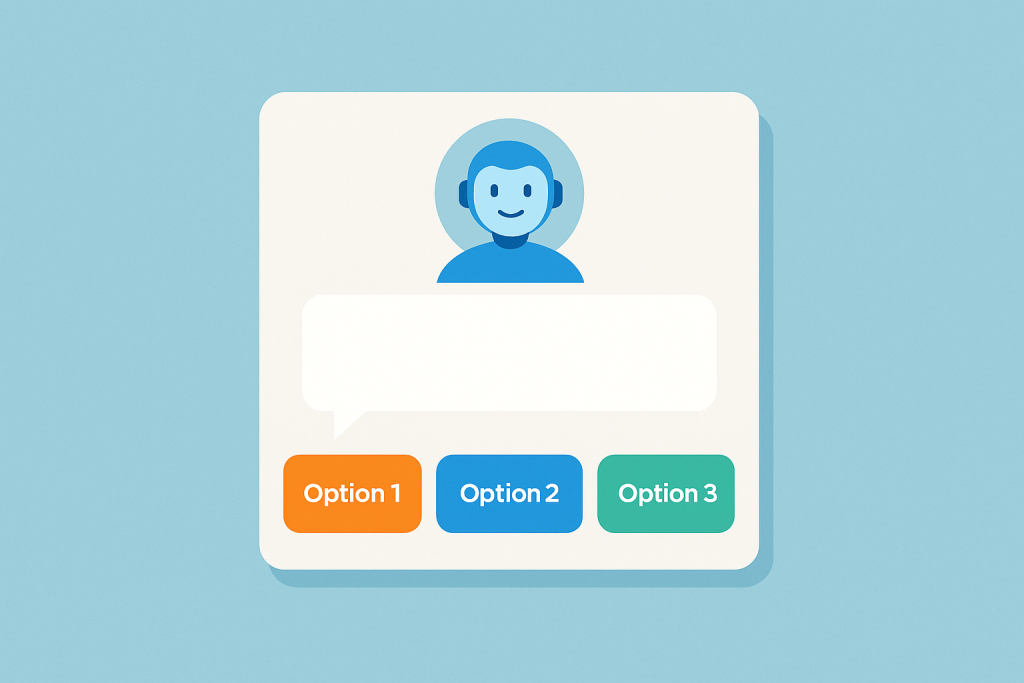 AI chatbot offering three options for immersive learning.