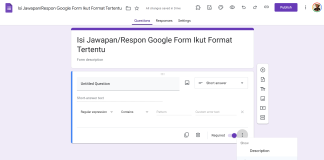 Cara Guna Regex di Google Form: Short Answer & Validation Google Form short answer question with response validation settings for Regex, part of cara guna regex di Google Form.