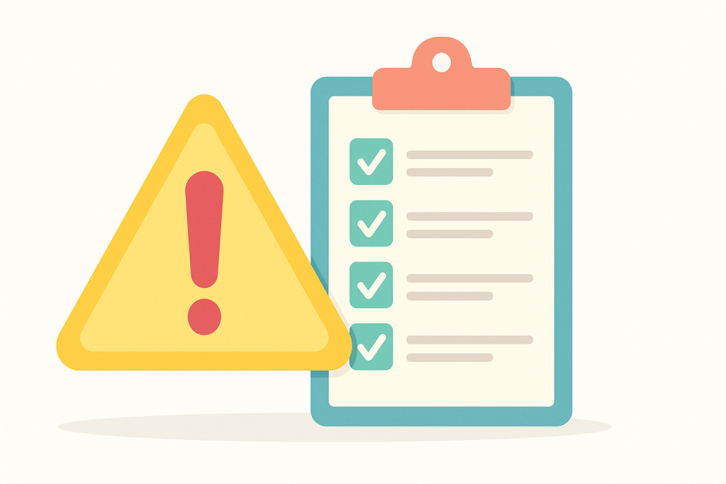 Checklist with completed tasks and warning sign; Perubahan Terbaru Google Certified Educator L1 & L2
